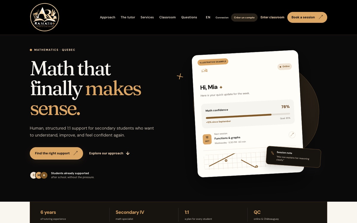 Version anglaise de la plateforme Ramath+